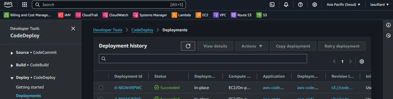 CodeDeploy 배포 확인